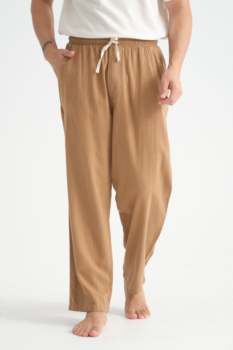 Luxe Baggy Keten Pantolon Taba - Redline