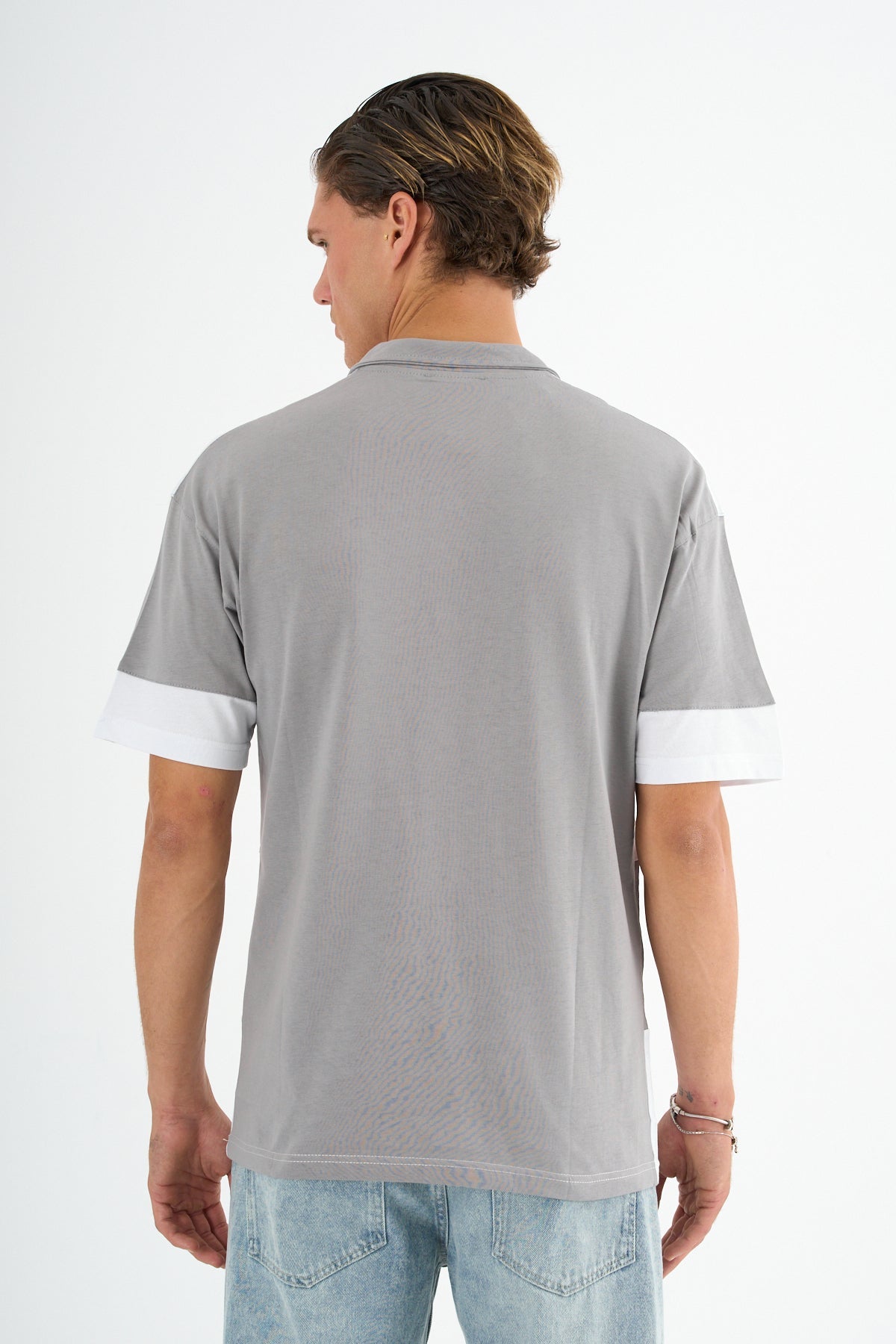 Mode Erkek Comfort Fit Gri Polo Yaka Tişört - Redline