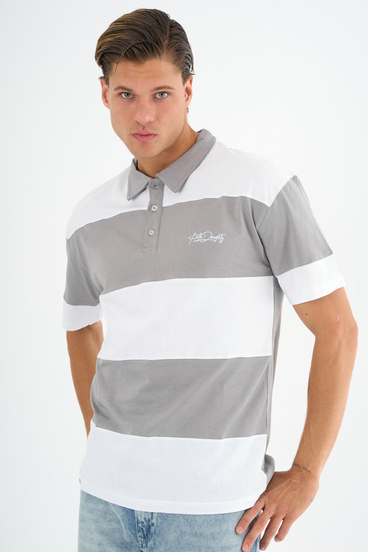 Mode Erkek Comfort Fit Gri Polo Yaka Tişört - Redline