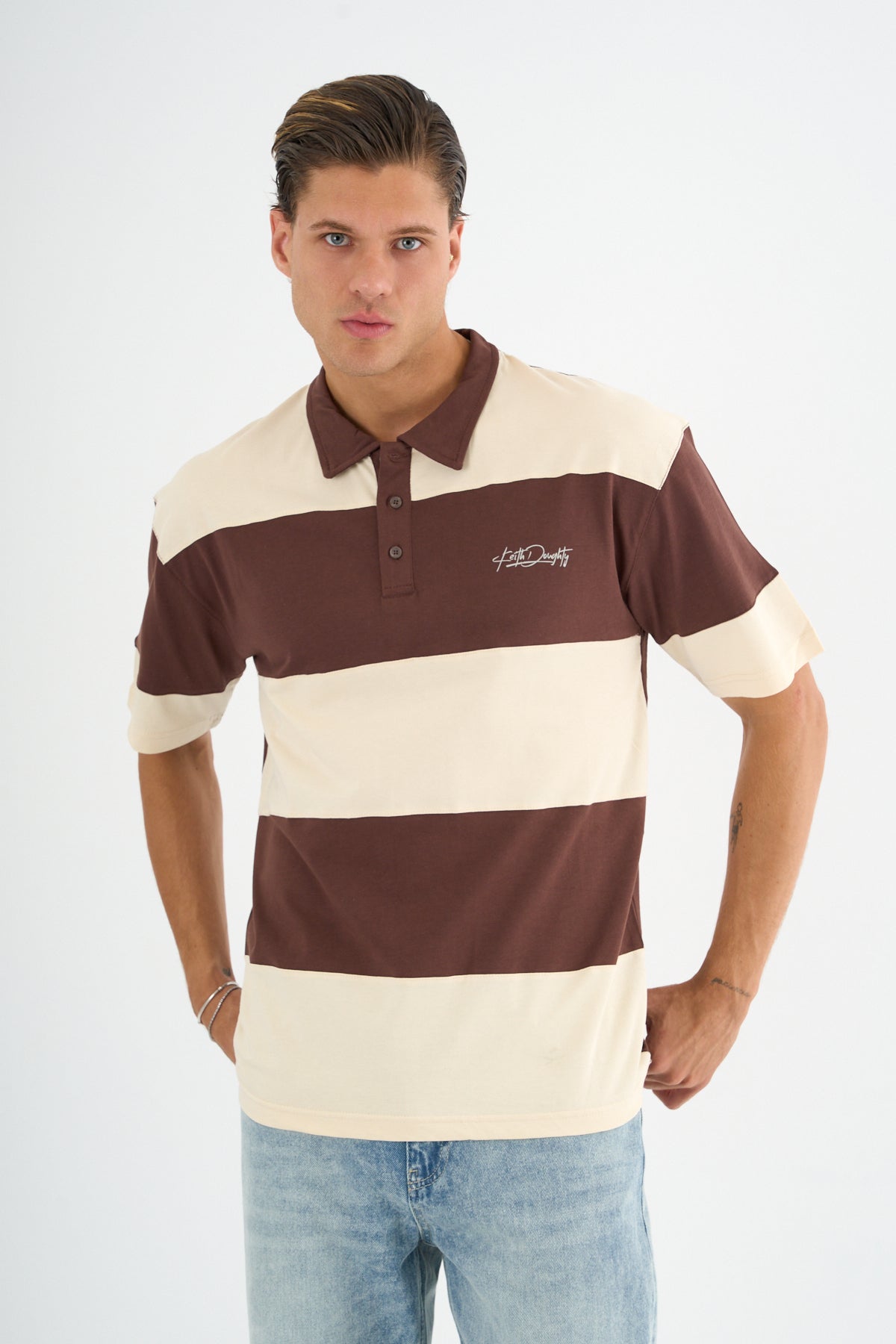 Mode Erkek Comfort Fit Kahve Polo Yaka Tişört - Redline