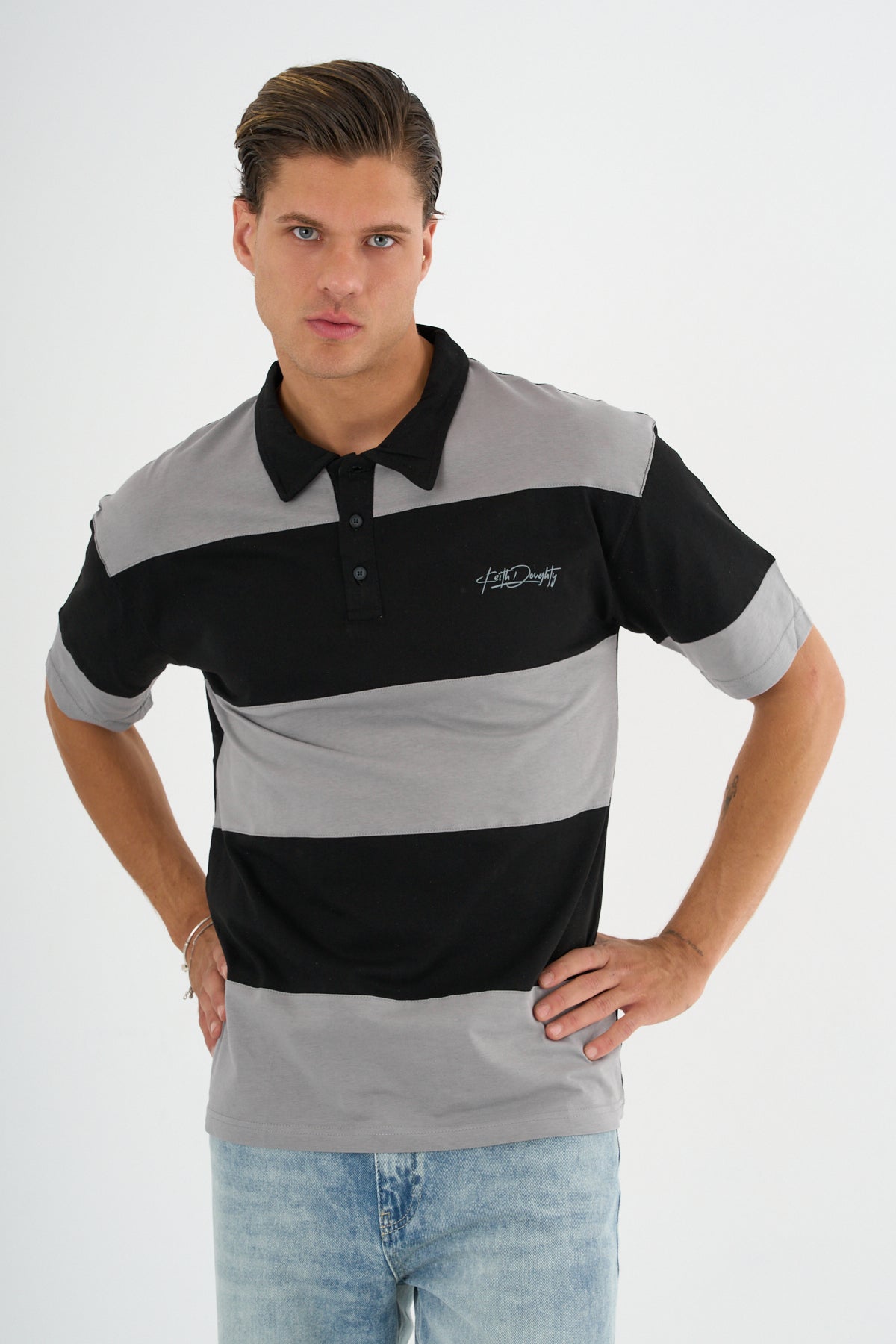 Mode Erkek Comfort Fit Siyah Polo Yaka Tişört - Redline