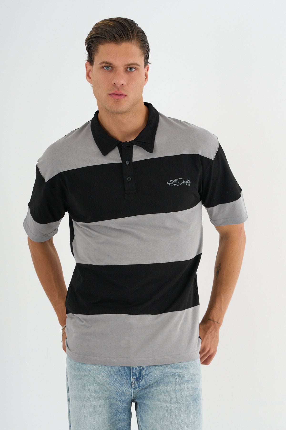 Mode Erkek Comfort Fit Siyah Polo Yaka Tişört - Redline