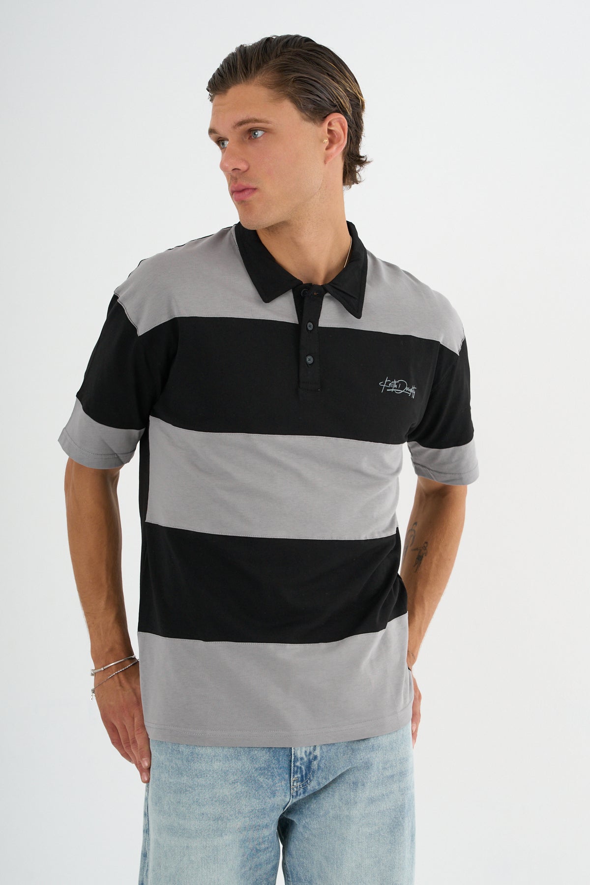 Mode Erkek Comfort Fit Siyah Polo Yaka Tişört - Redline