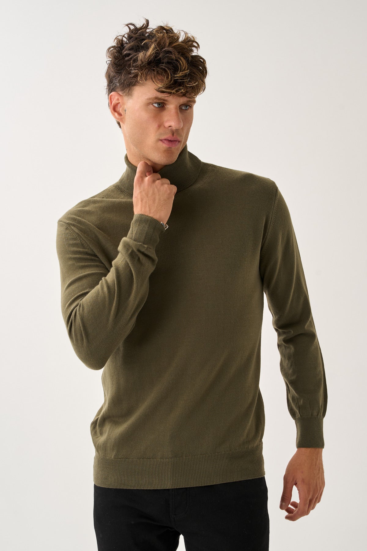 Noctis Standart Fit Balıkçı Yaka Triko Kazak Haki - Redline
