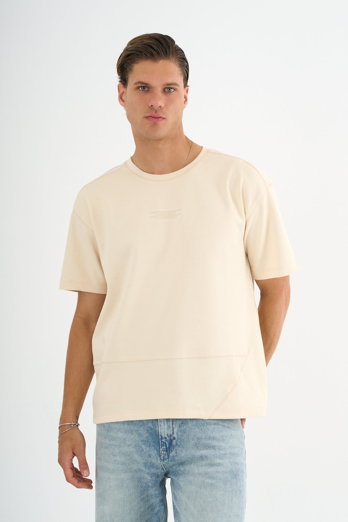 Nova Erkek Oversize Tişört Ekru - Redline