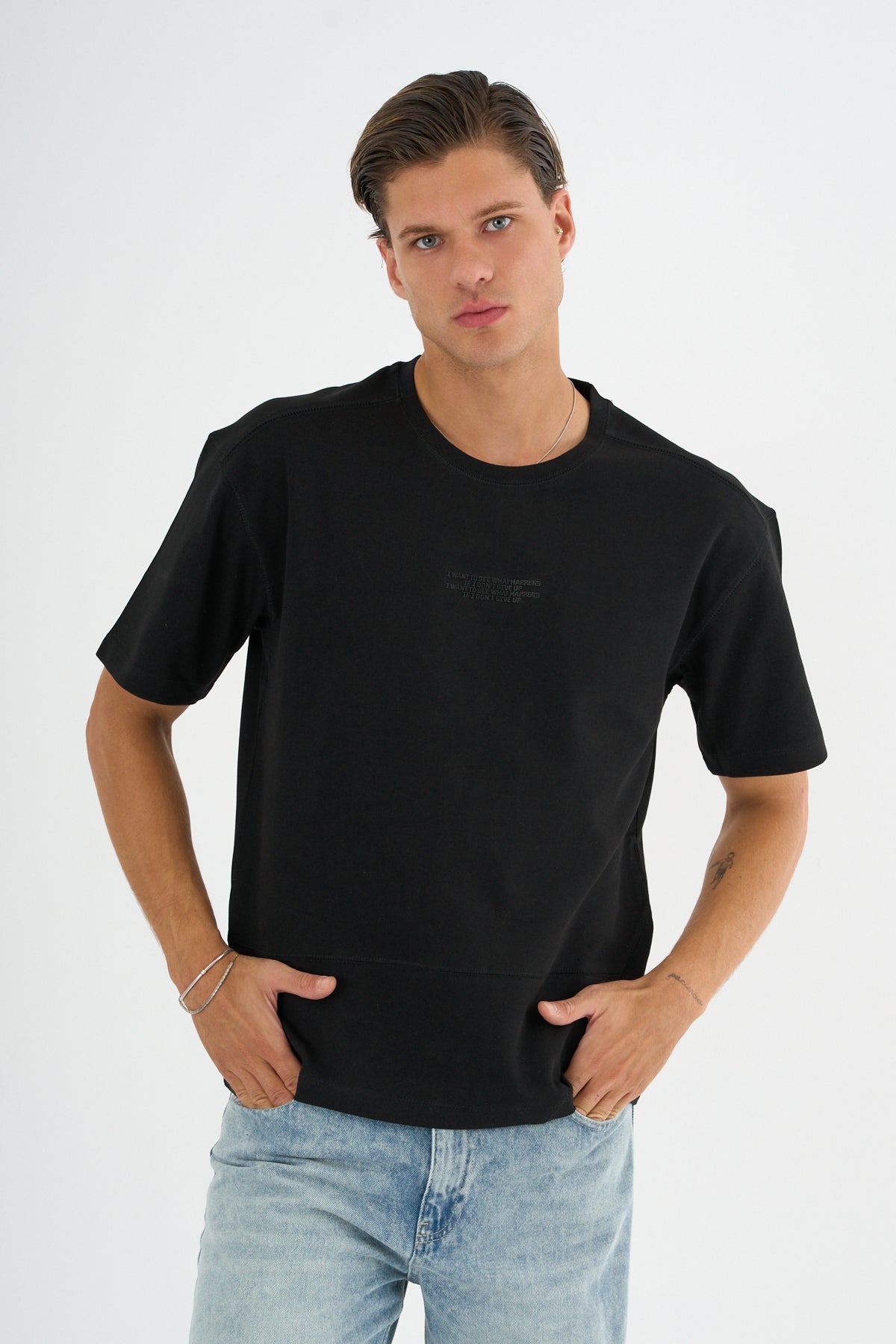 Nova Erkek Oversize Tişört Siyah - Redline
