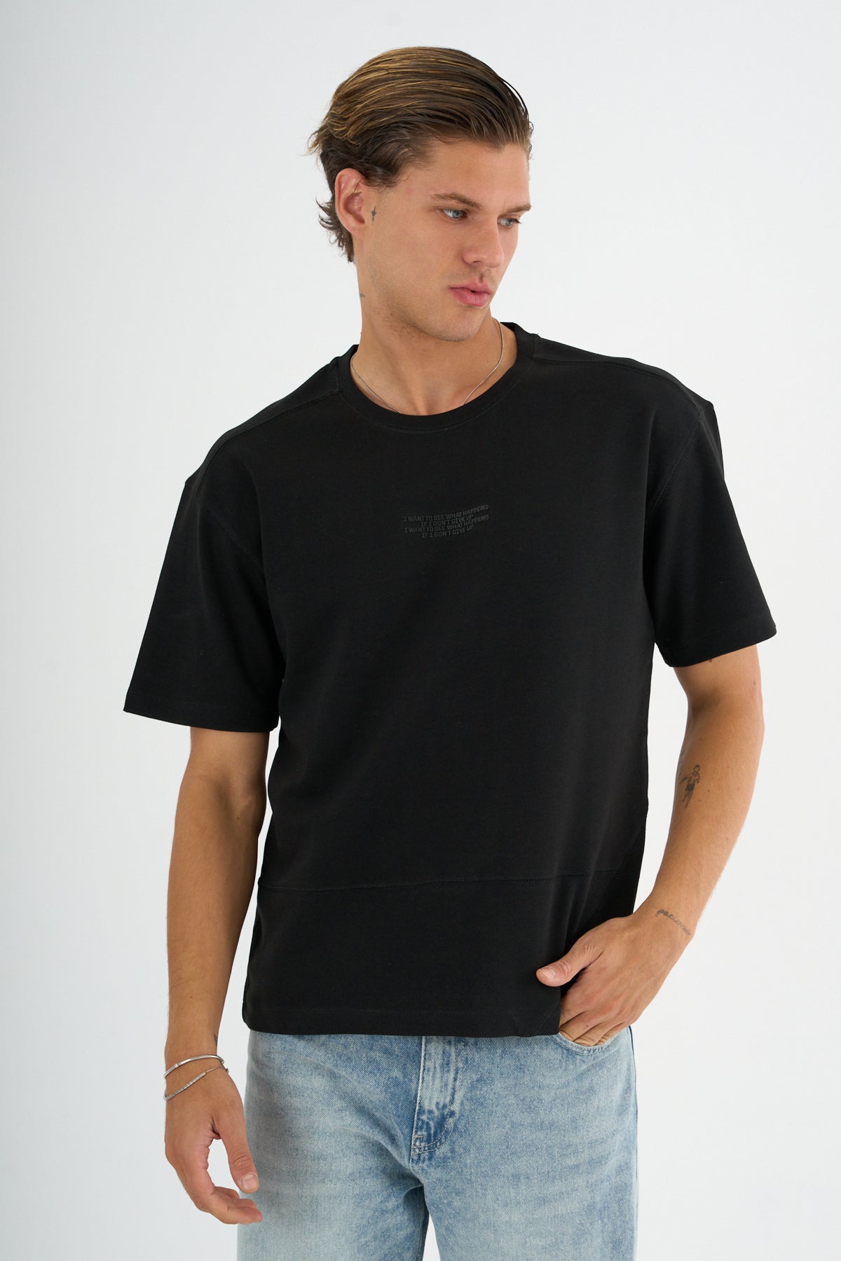 Nova Erkek Oversize Tişört Siyah - Redline
