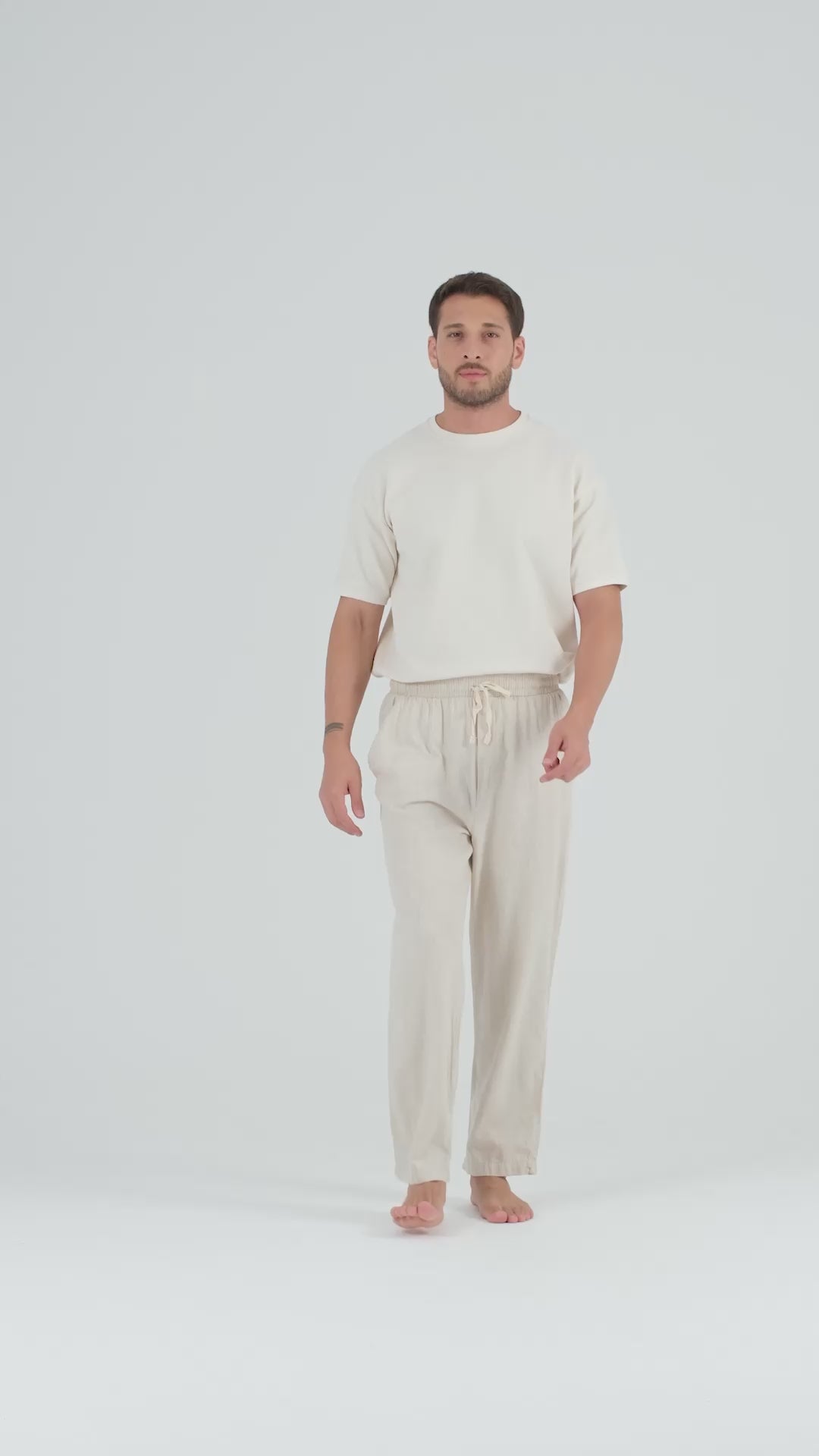 Luxe Baggy Keten Pantolon Taba
