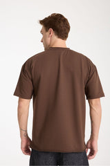 Quell Erkek Oversize Basic Tişört Kahverengi - Redline