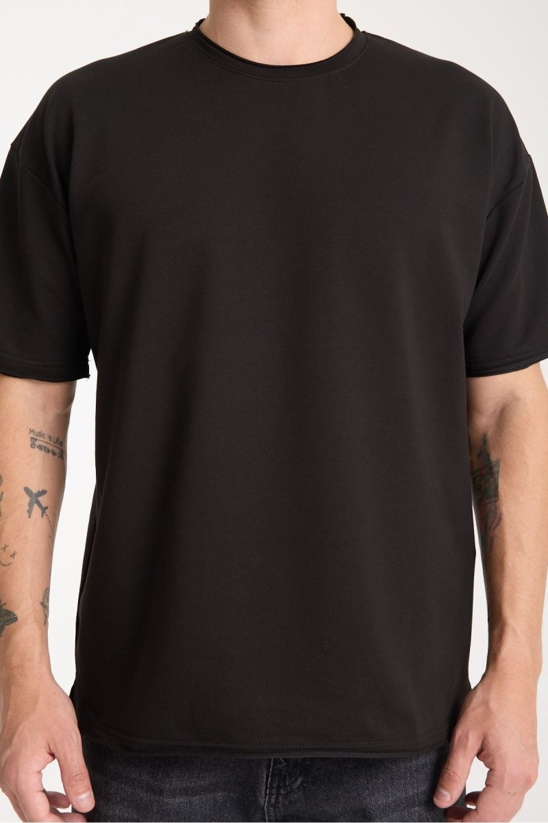 Quell Erkek Oversize Basic Tişört Siyah - Redline