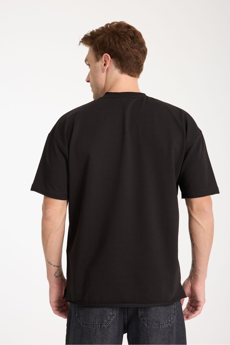 Quell Erkek Oversize Basic Tişört Siyah - Redline