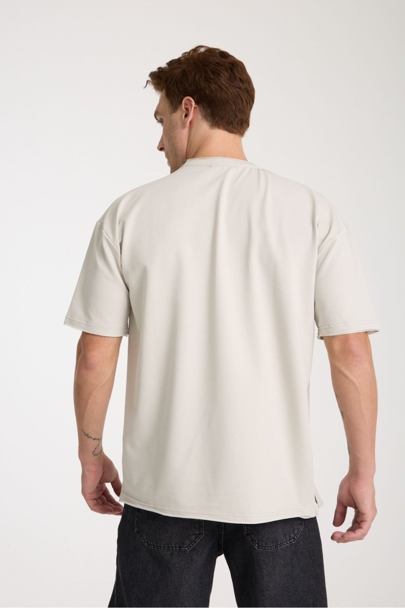 Quell Erkek Oversize Basic Tişört Taş - Redline
