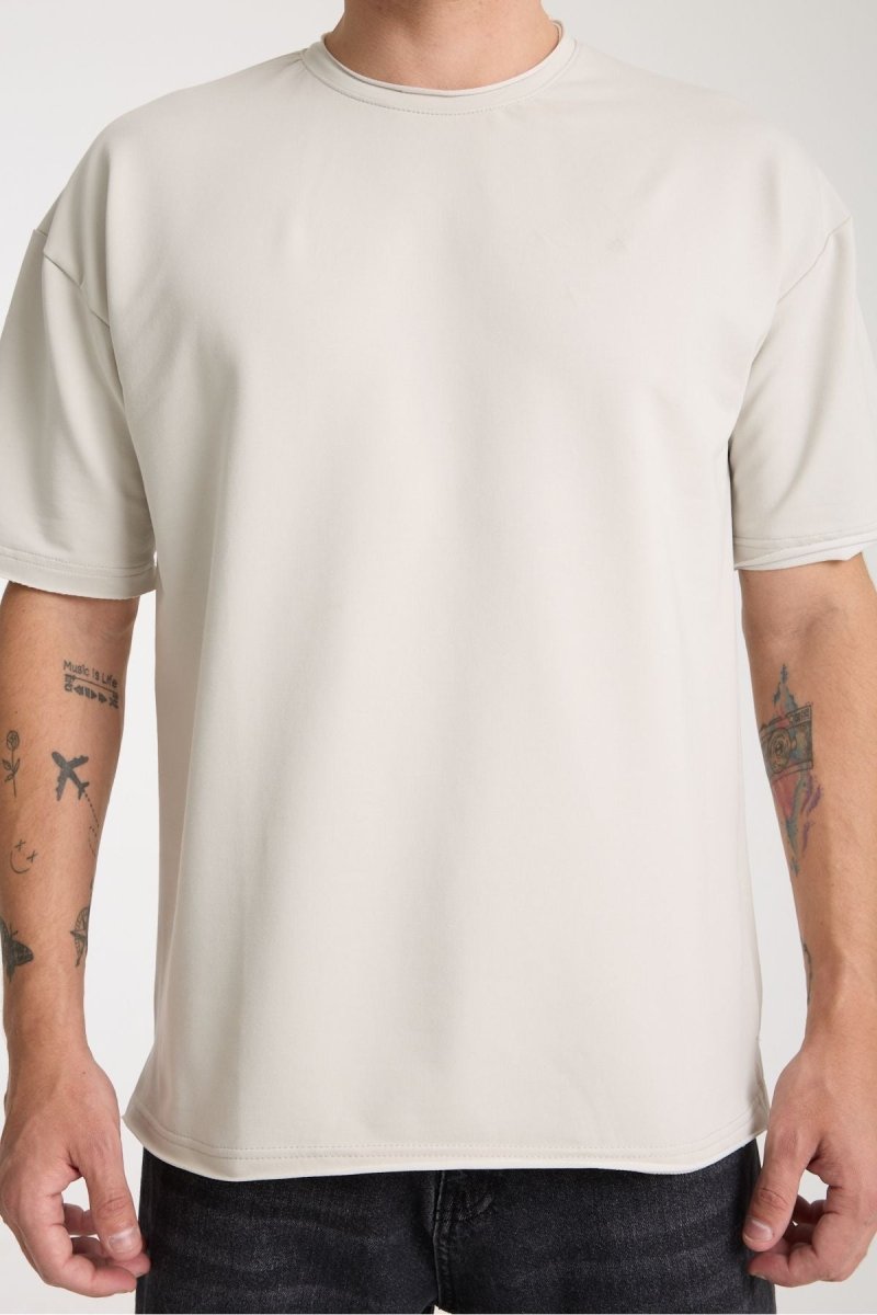 Quell Erkek Oversize Basic Tişört Taş - Redline