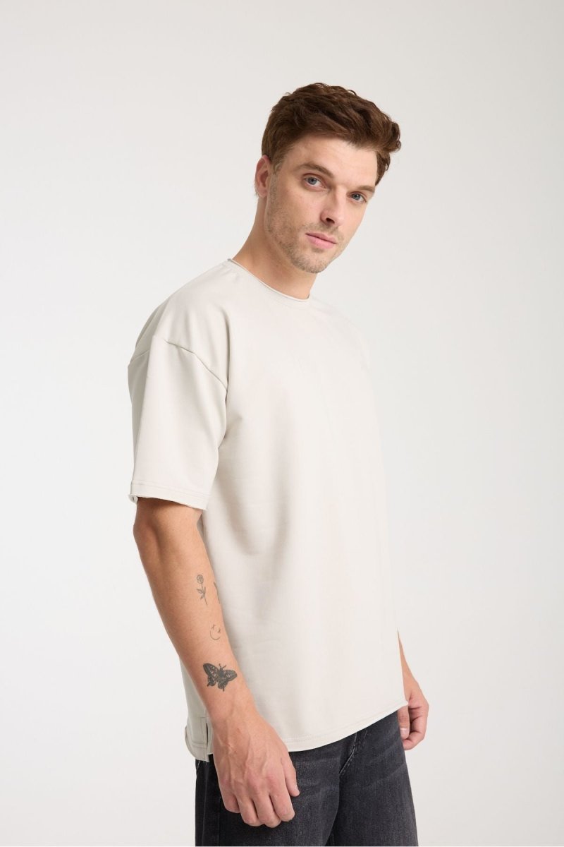 Quell Erkek Oversize Basic Tişört Taş - Redline