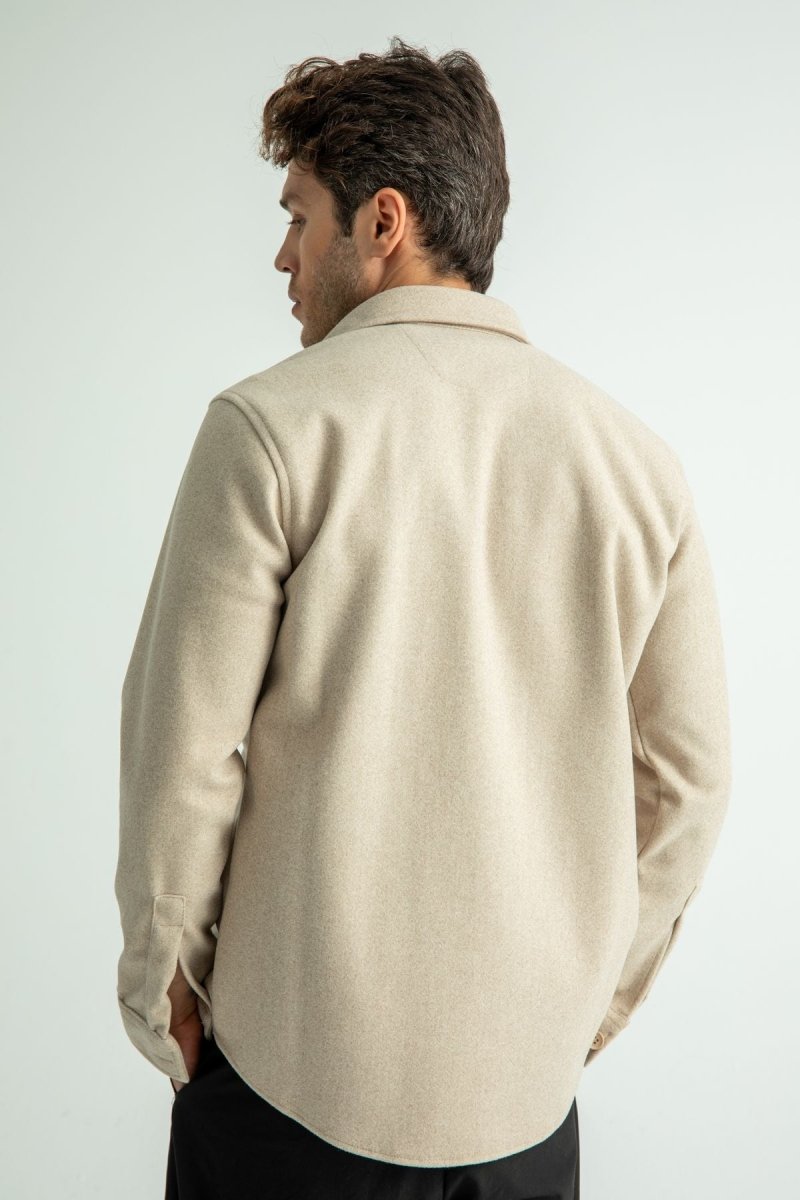 Regular Fit Kışlık Kaşe Gömlek Bej - Redline