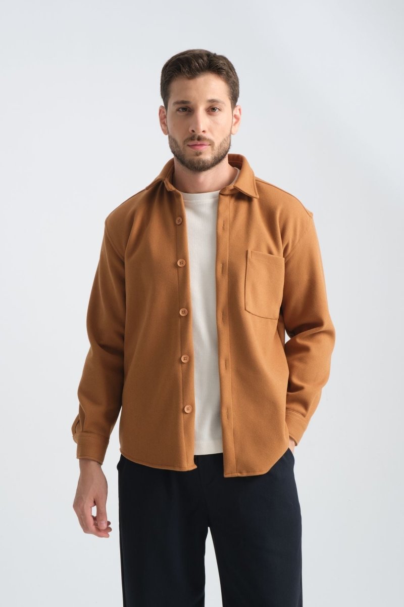 Regular Fit Kışlık Kaşe Gömlek Hardal - Redline
