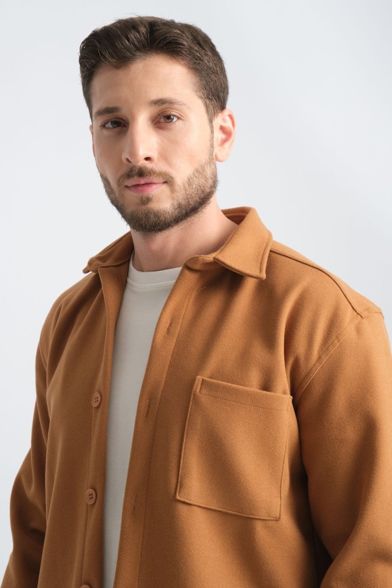 Regular Fit Kışlık Kaşe Gömlek Hardal - Redline