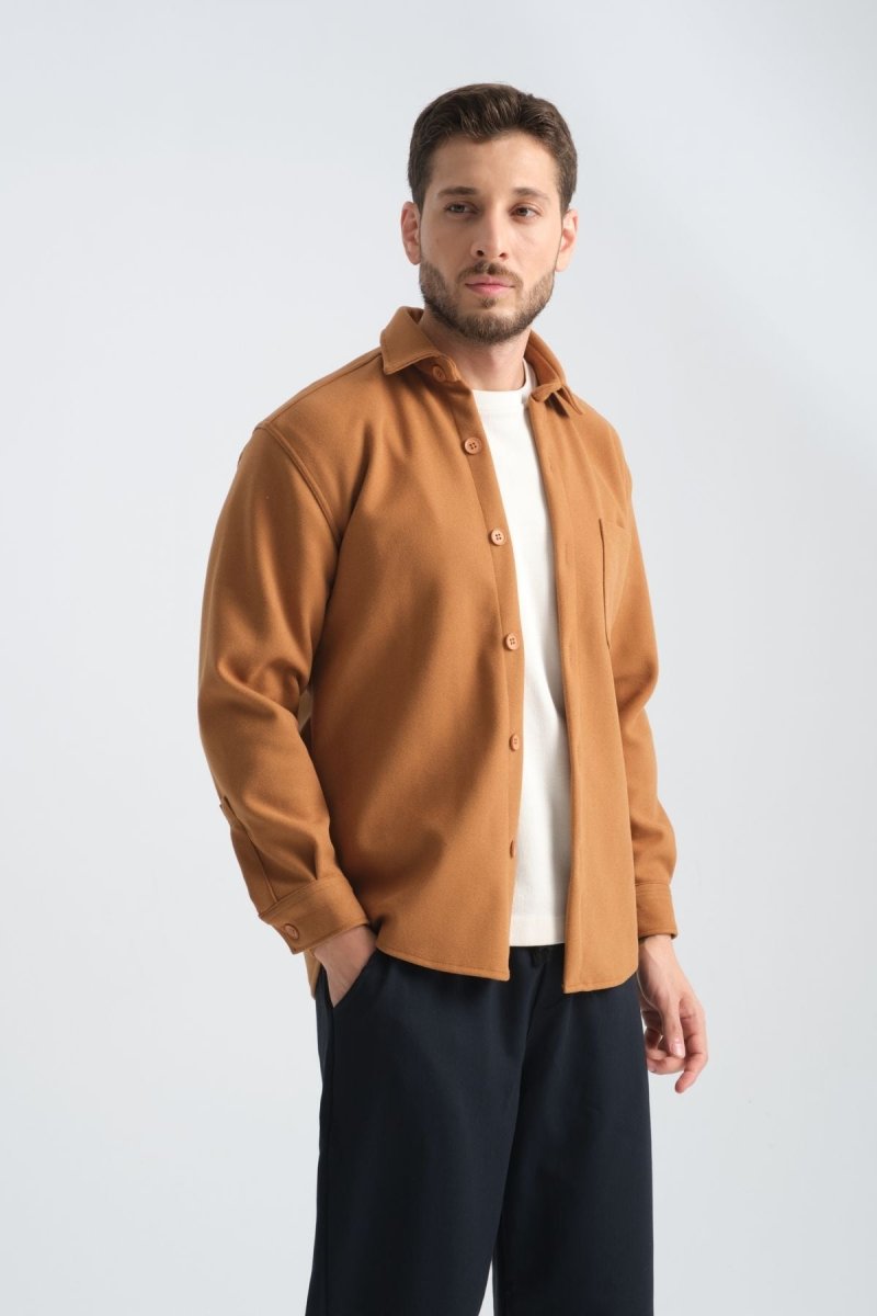 Regular Fit Kışlık Kaşe Gömlek Hardal - Redline