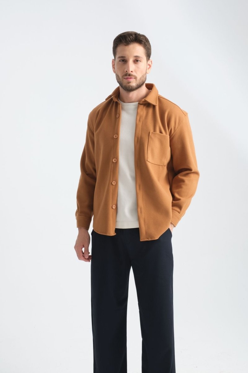 Regular Fit Kışlık Kaşe Gömlek Hardal - Redline