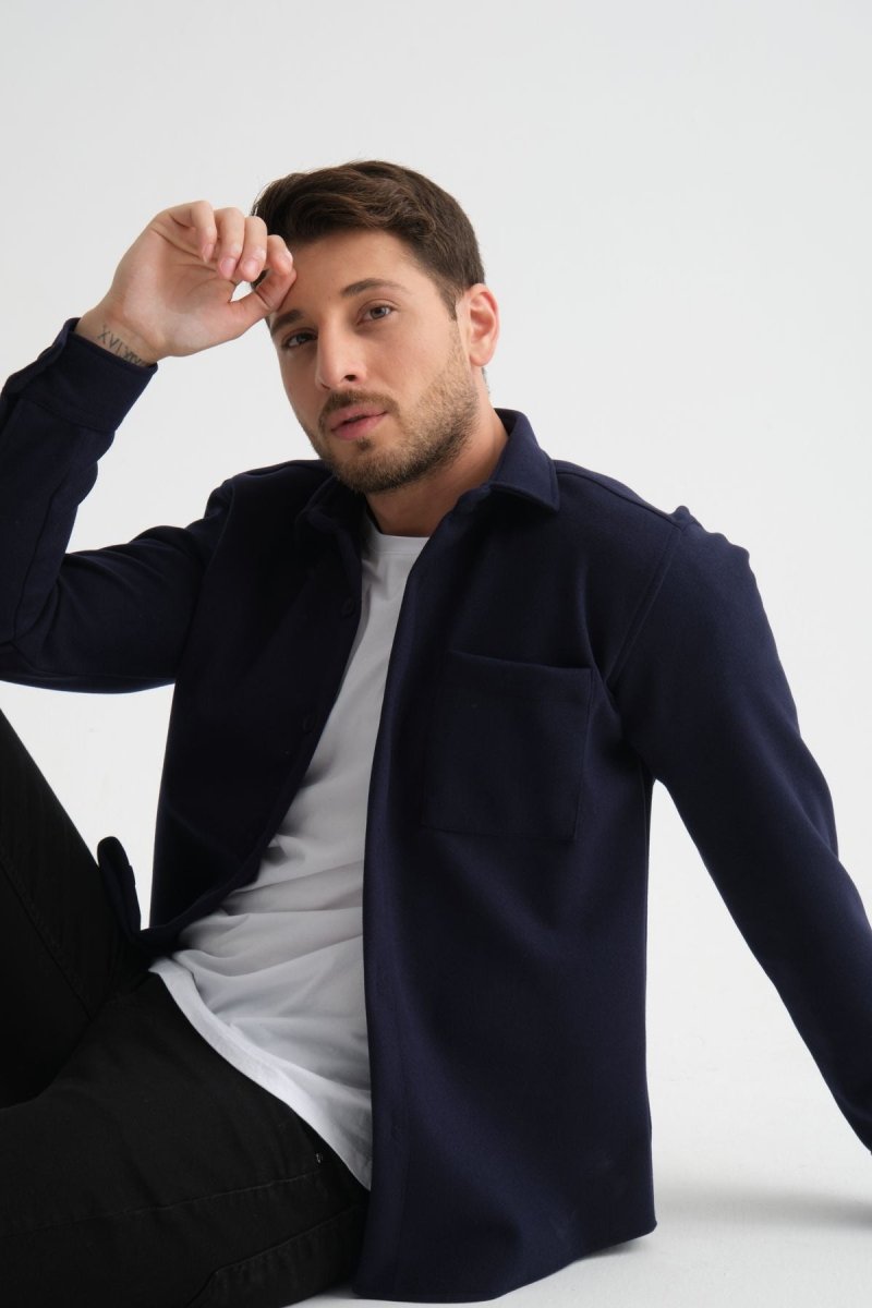 Regular Fit Kışlık Kaşe Gömlek Lacivert - Redline