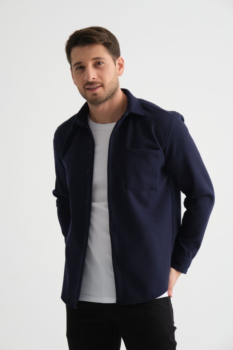 Regular Fit Kışlık Kaşe Gömlek Lacivert - Redline