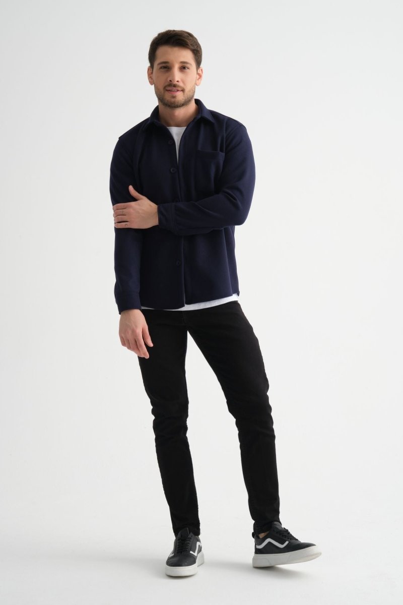 Regular Fit Kışlık Kaşe Gömlek Lacivert - Redline