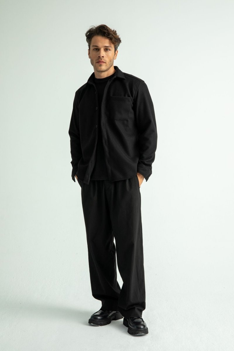 Regular Fit Kışlık Kaşe Gömlek Siyah - Redline