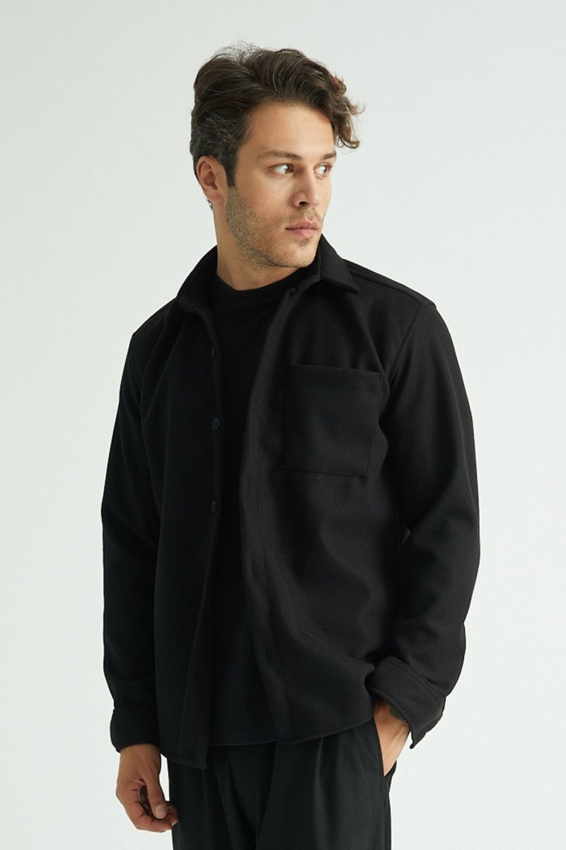 Regular Fit Kışlık Kaşe Gömlek Siyah - Redline