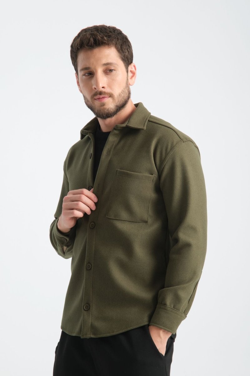 Regular Fit Kışlık Kaşe Gömlek Yeşil - Redline