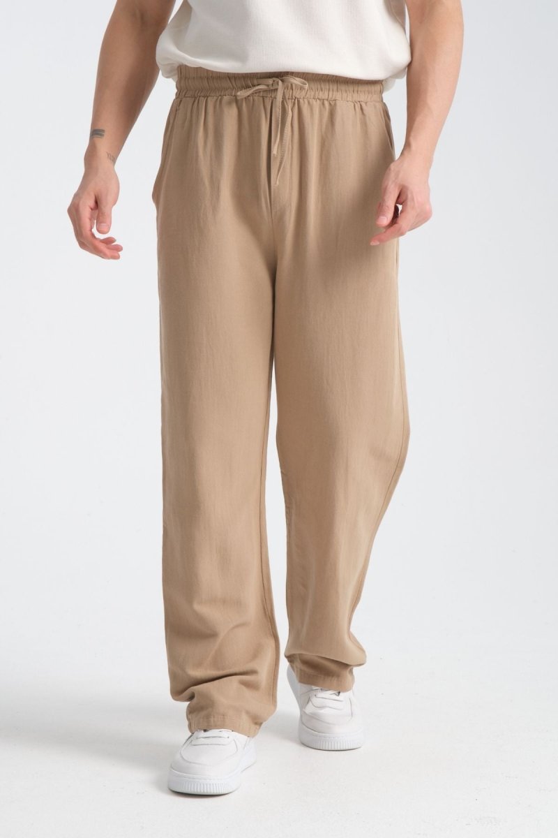 Saga Keten Baggy Pantolon Bej - Redline