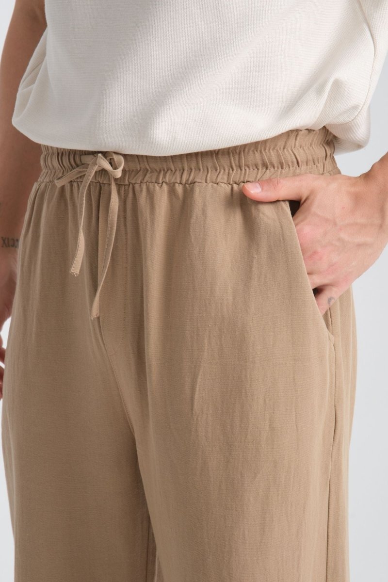 Saga Keten Baggy Pantolon Bej - Redline