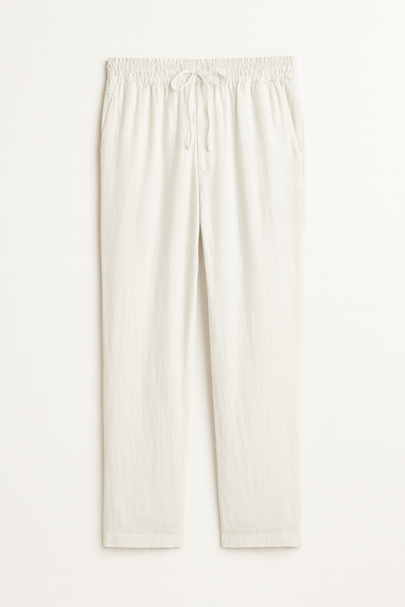 Saga Keten Baggy Pantolon Beyaz - Redline