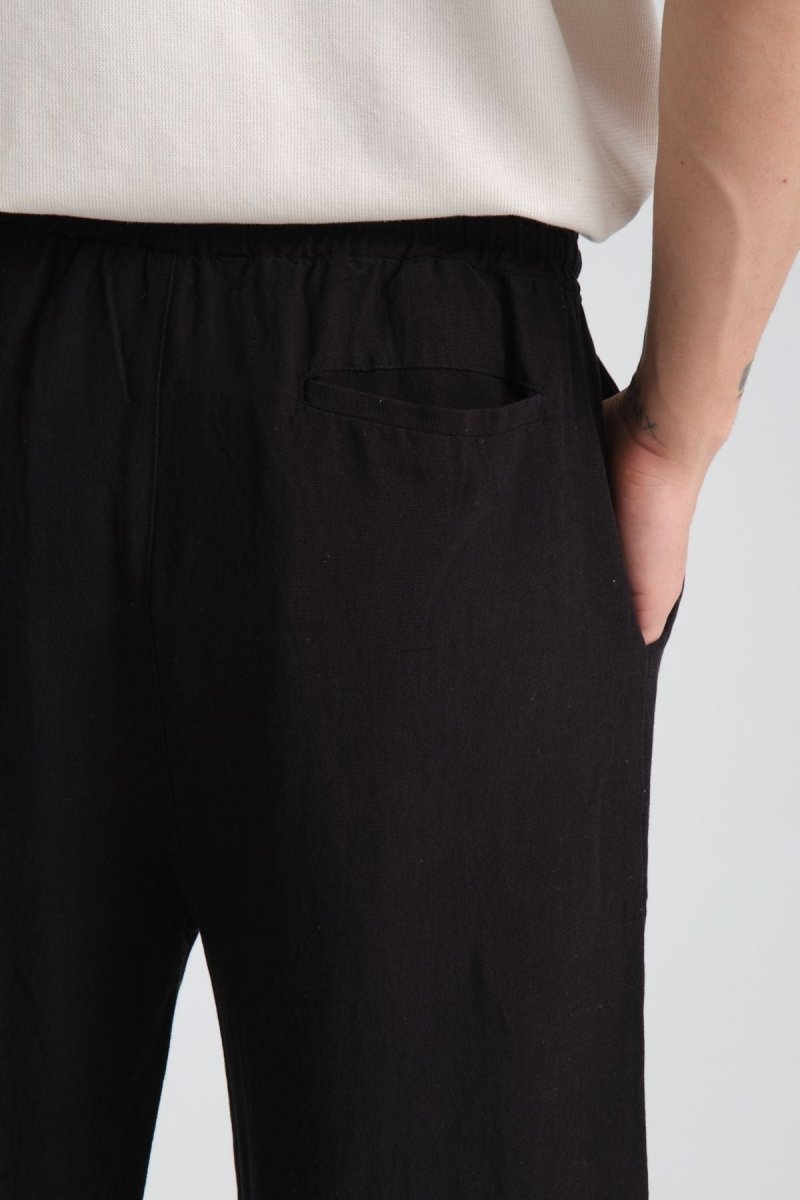 Saga Keten Baggy Pantolon Siyah - Redline