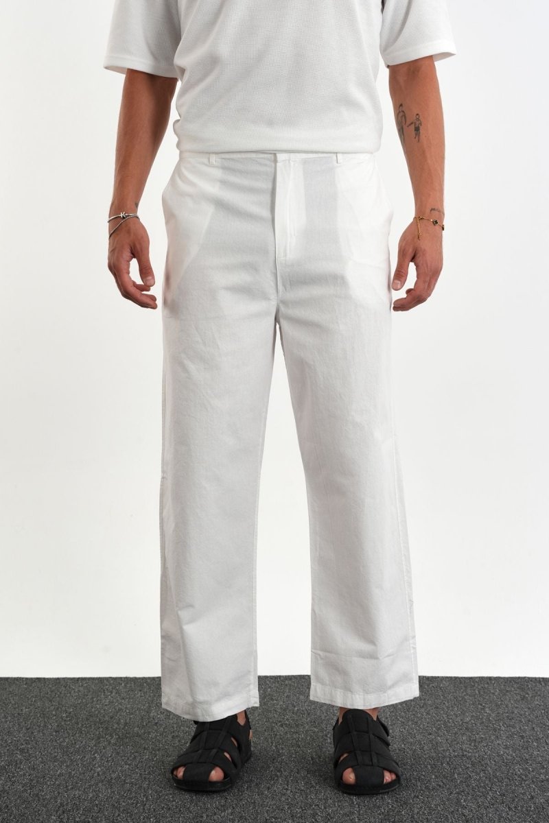 Sarto Kemerli Rahat Kalıp Erkek Pantolon Beyaz - Redline