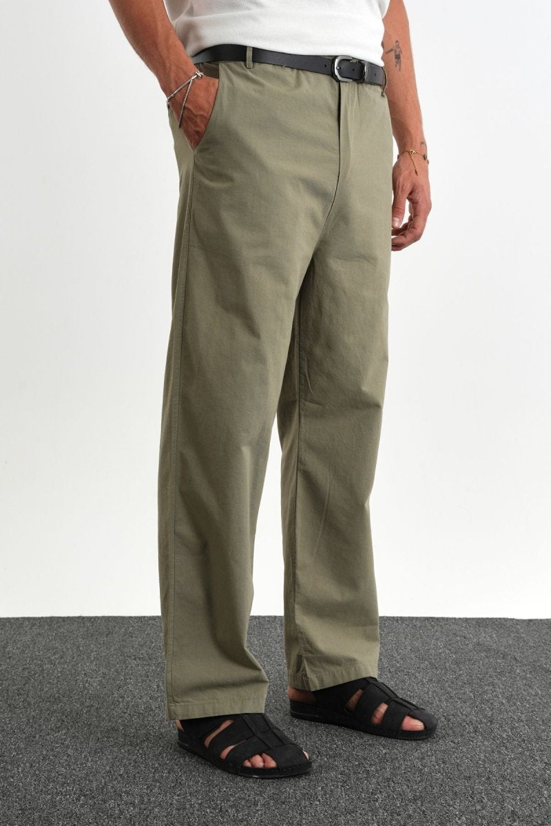 Sarto Kemerli Rahat Kalıp Erkek Pantolon Haki - Redline