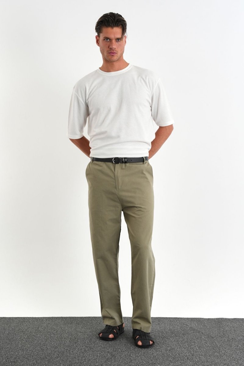 Sarto Kemerli Rahat Kalıp Erkek Pantolon Haki - Redline