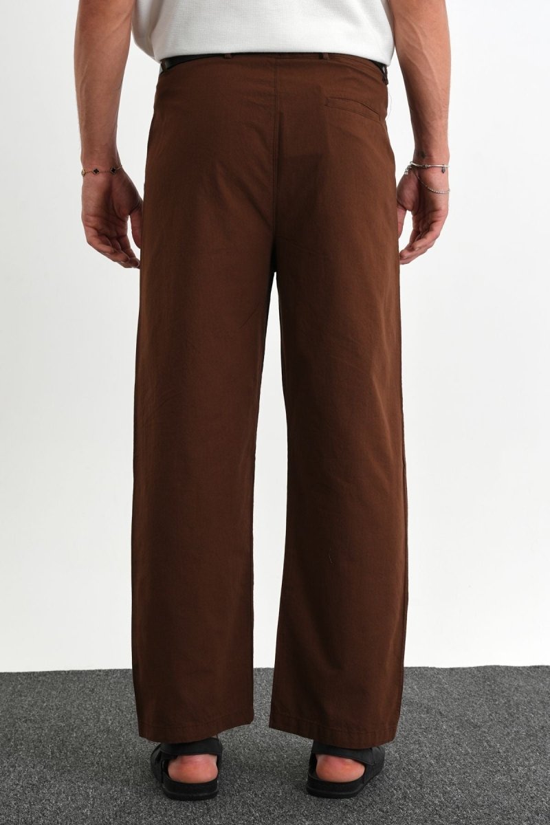Sarto Kemerli Rahat Kalıp Erkek Pantolon Kahverengi - Redline
