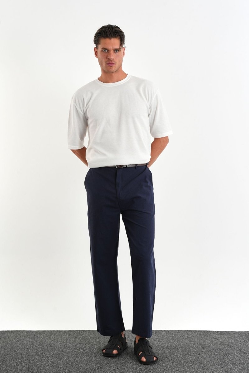 Sarto Kemerli Rahat Kalıp Erkek Pantolon Lacivert - Redline