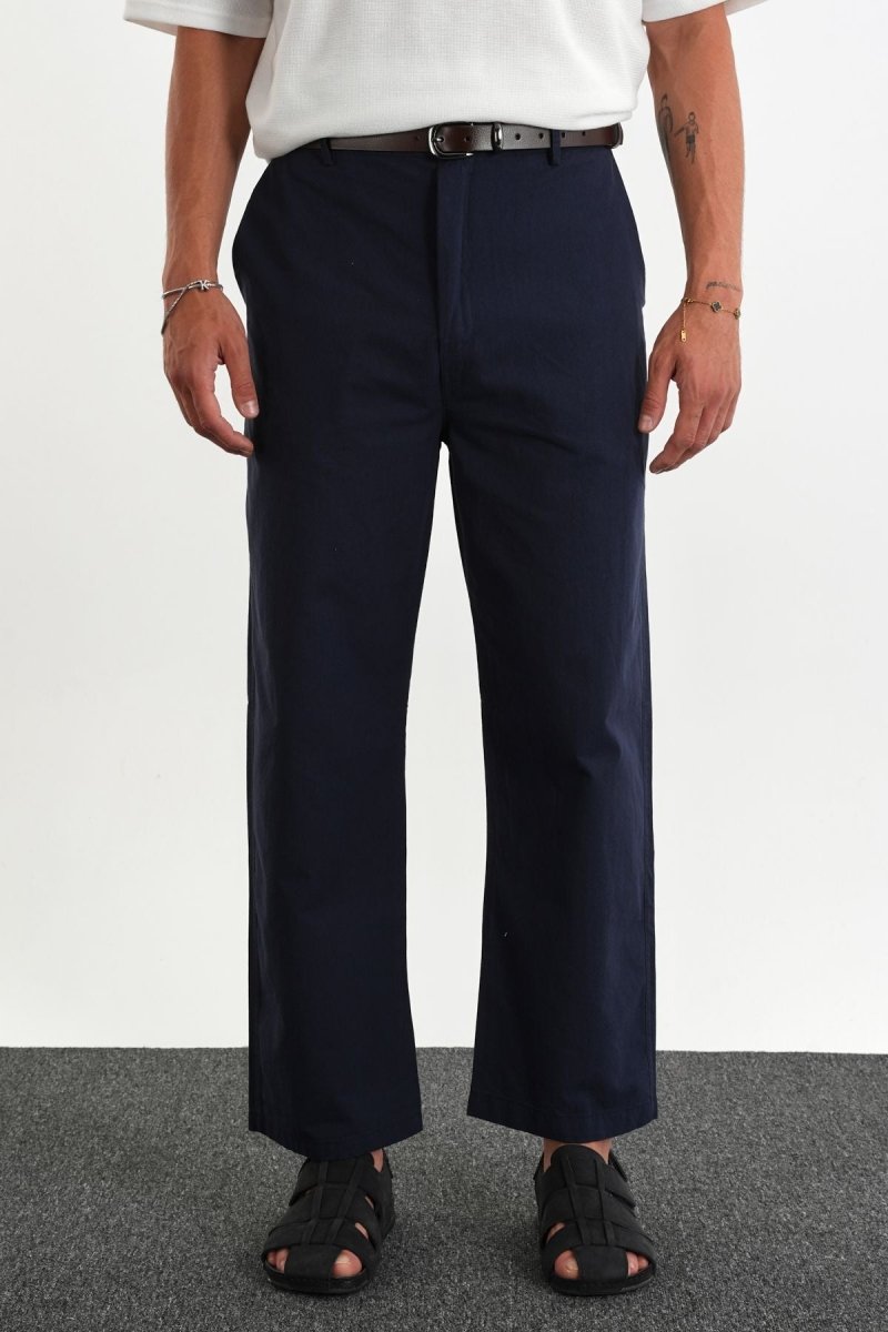 Sarto Kemerli Rahat Kalıp Erkek Pantolon Lacivert - Redline