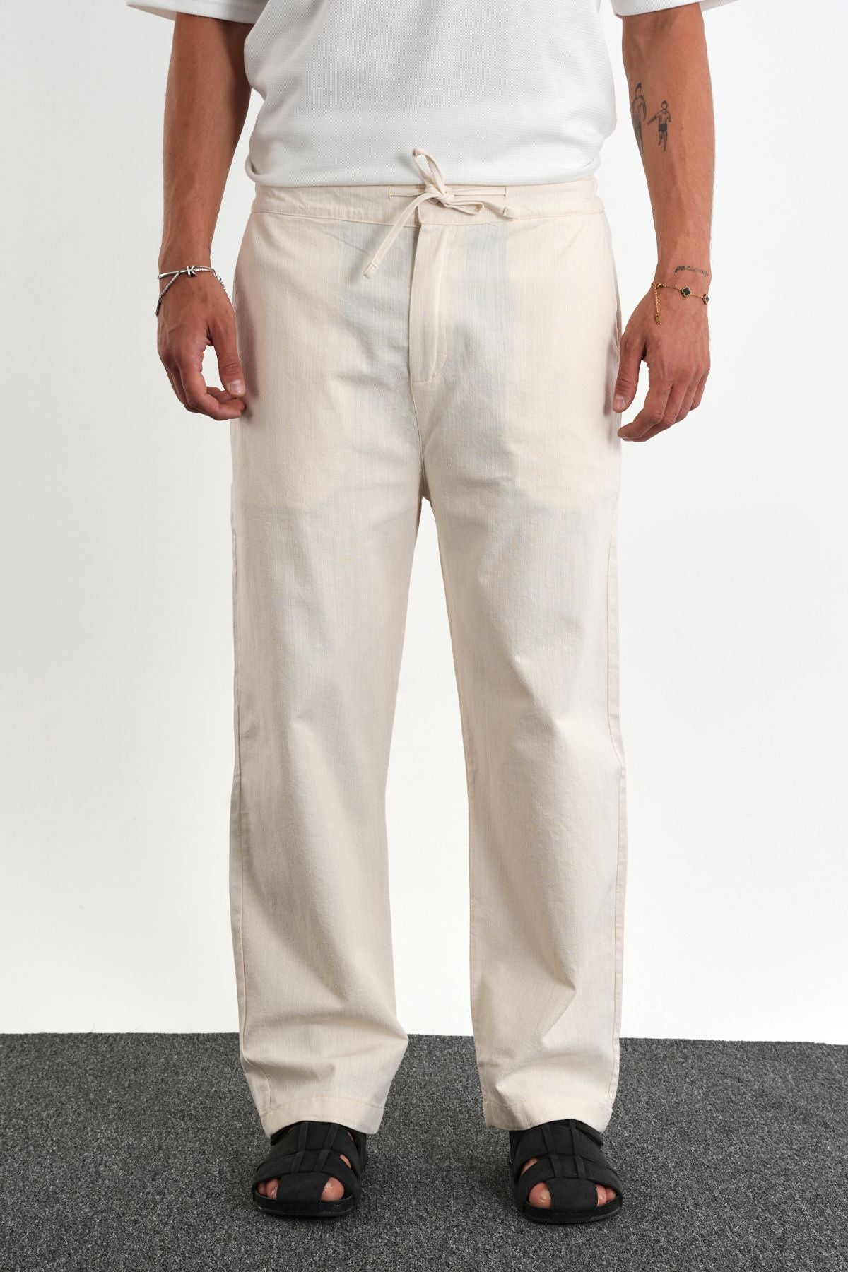 Sartor Kemerli Lastikli Rahat Kalıp Pantolon Bej - Redline