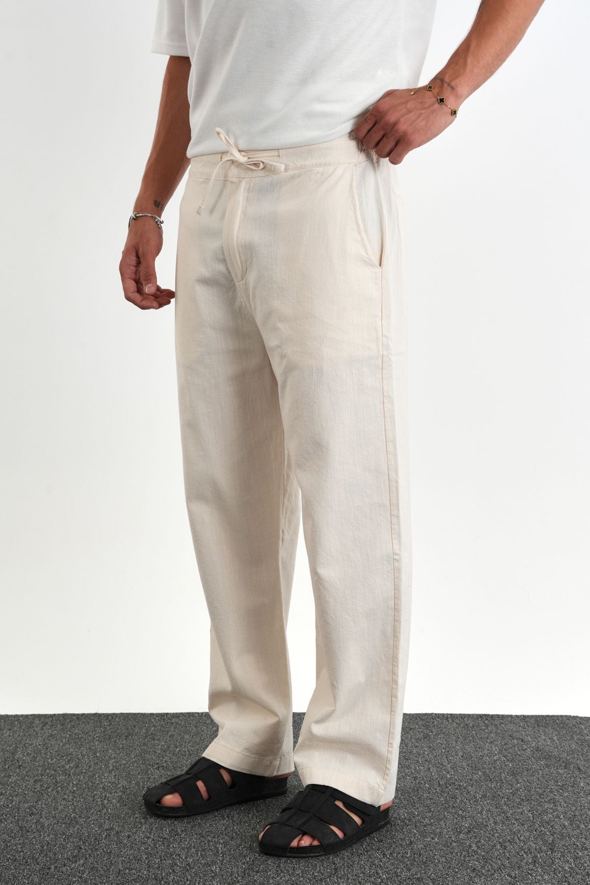 Sartor Kemerli Lastikli Rahat Kalıp Pantolon Bej - Redline