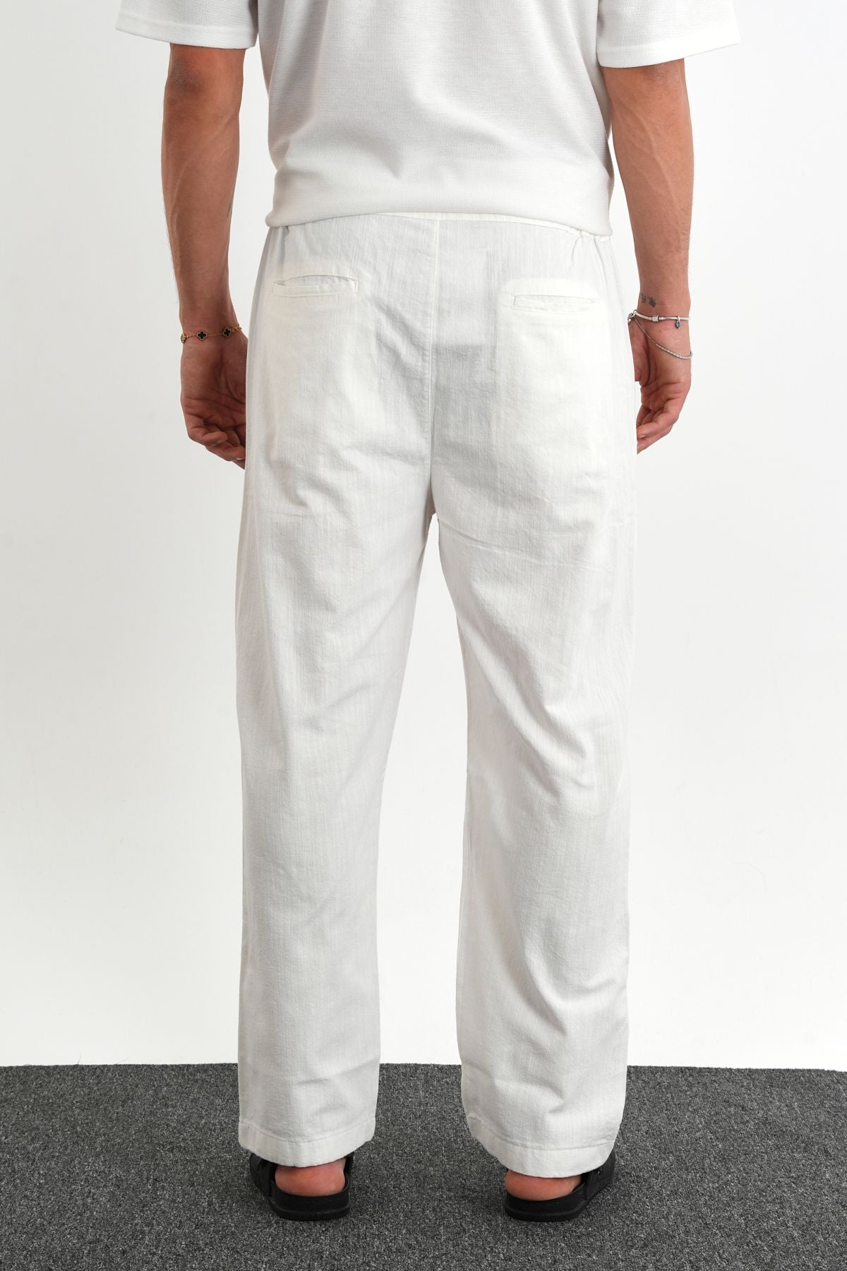 Sartor Kemerli Lastikli Rahat Kalıp Pantolon Beyaz - Redline