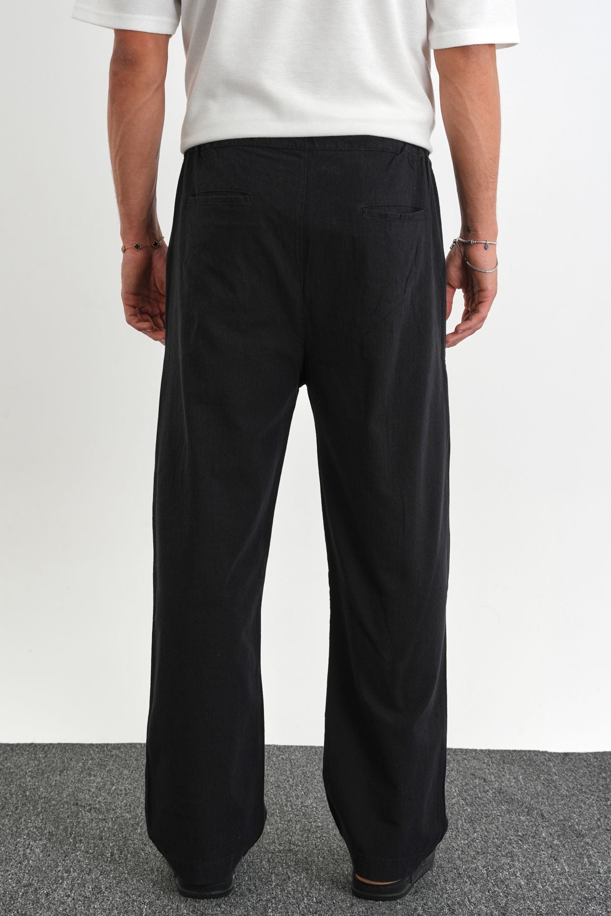 Sartor Kemerli Lastikli Rahat Kalıp Pantolon Siyah - Redline