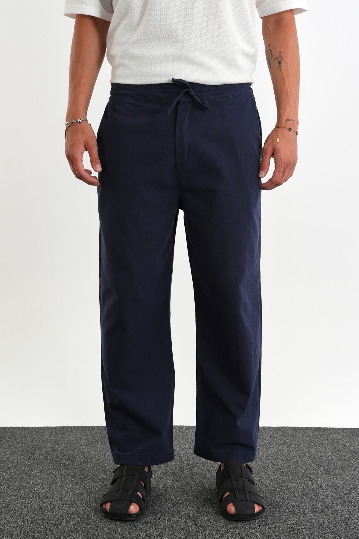 Sartor Kemerli Lastikli Rahat Kalıp Pantolon Yeni Sezon Lacivert - Redline