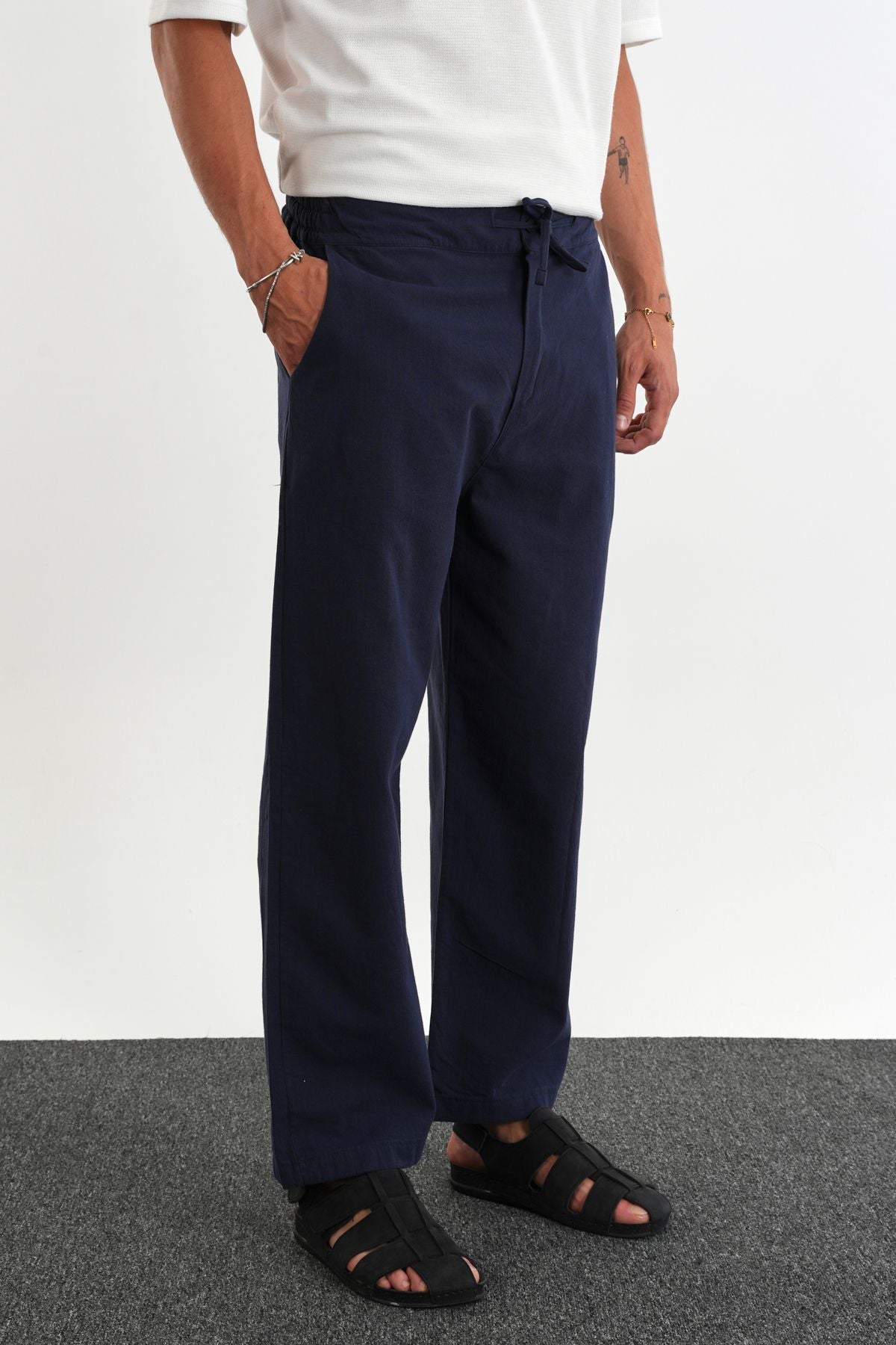 Sartor Kemerli Lastikli Rahat Kalıp Pantolon Yeni Sezon Lacivert - Redline