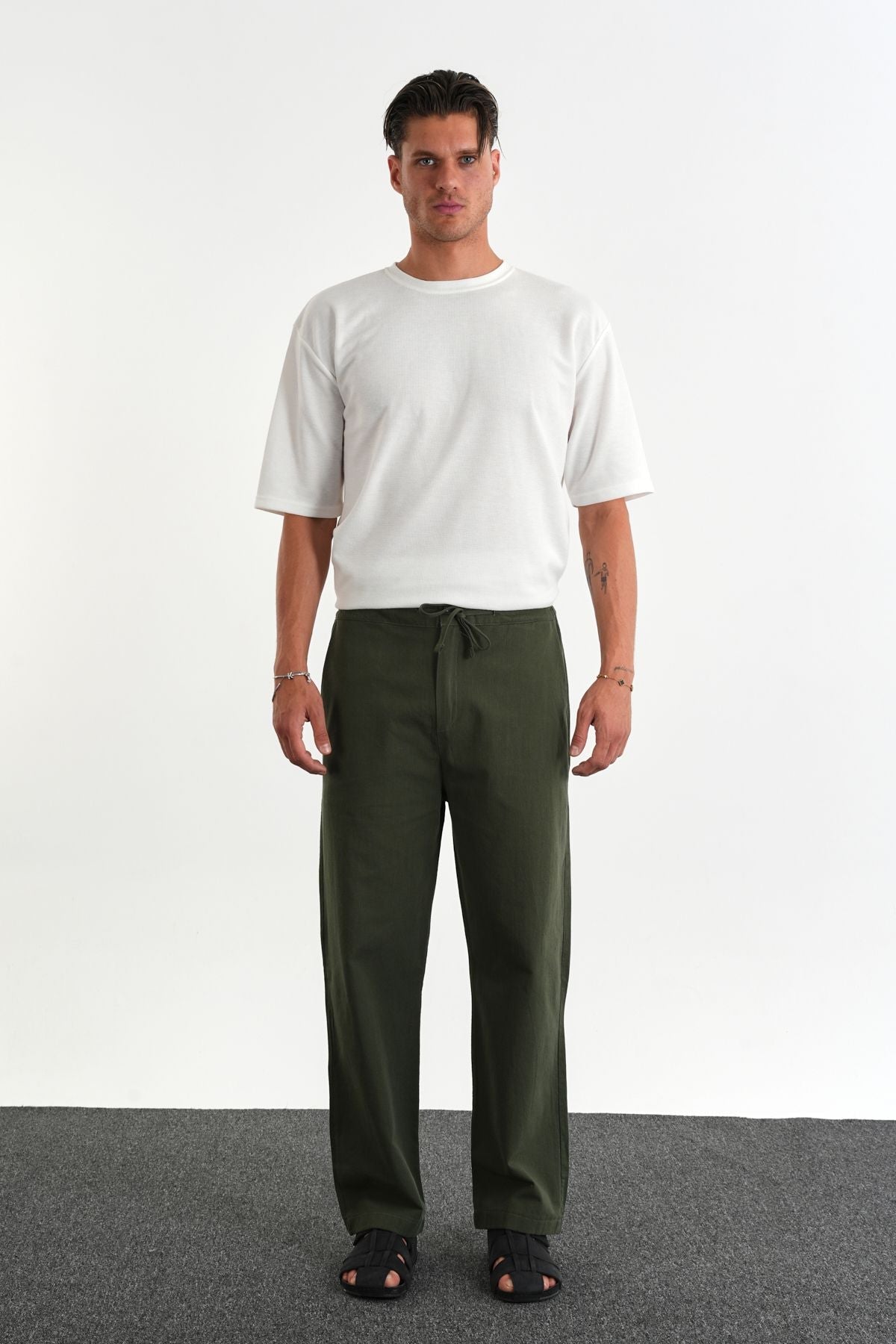 Sartor Kemerli Lastikli Rahat Kalıp Pantolon Yeşil - Redline