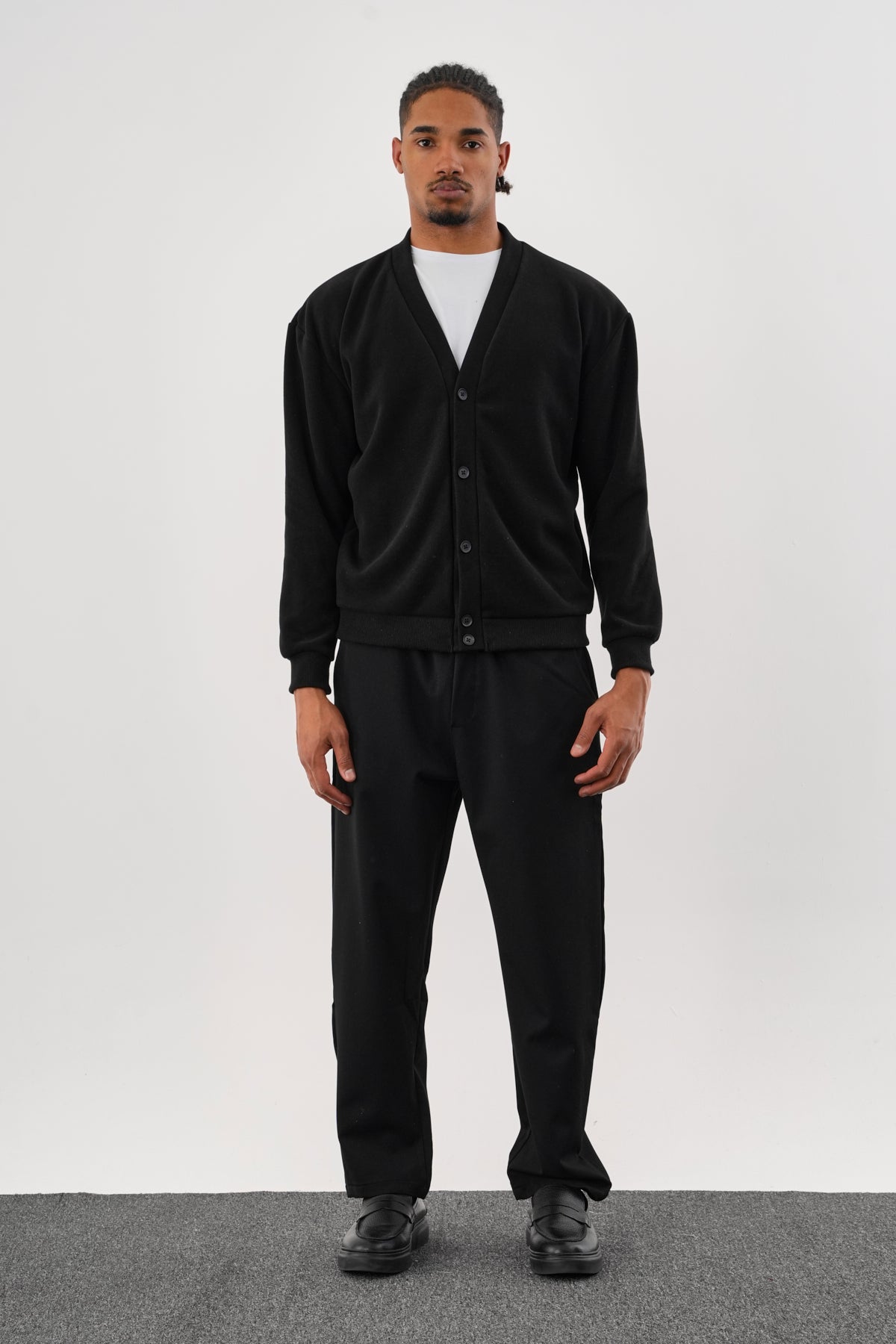 NOBLE V Yaka Kışlık Hırka Siyah