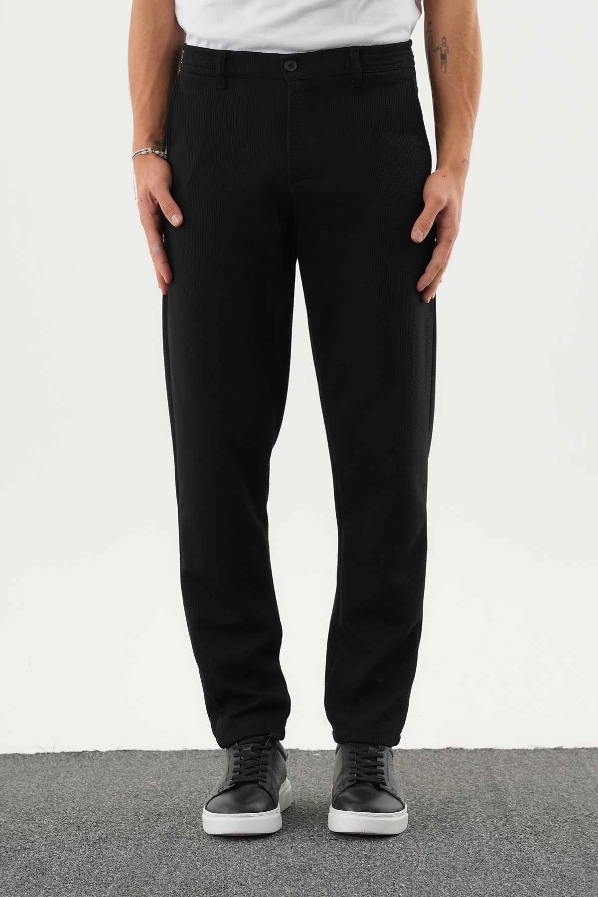 ARDEN Kışlık Kalın Slim Fit Kemerli Erkek Pantolon Siyah