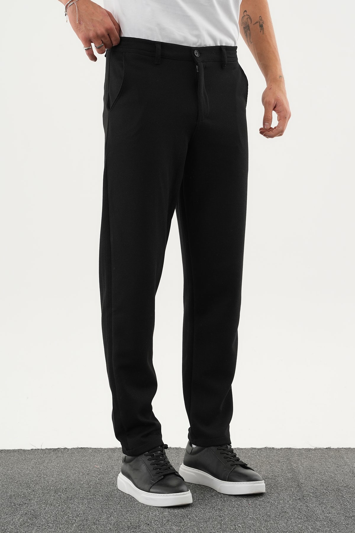 ARDEN Kışlık Kalın Slim Fit Kemerli Erkek Pantolon Siyah