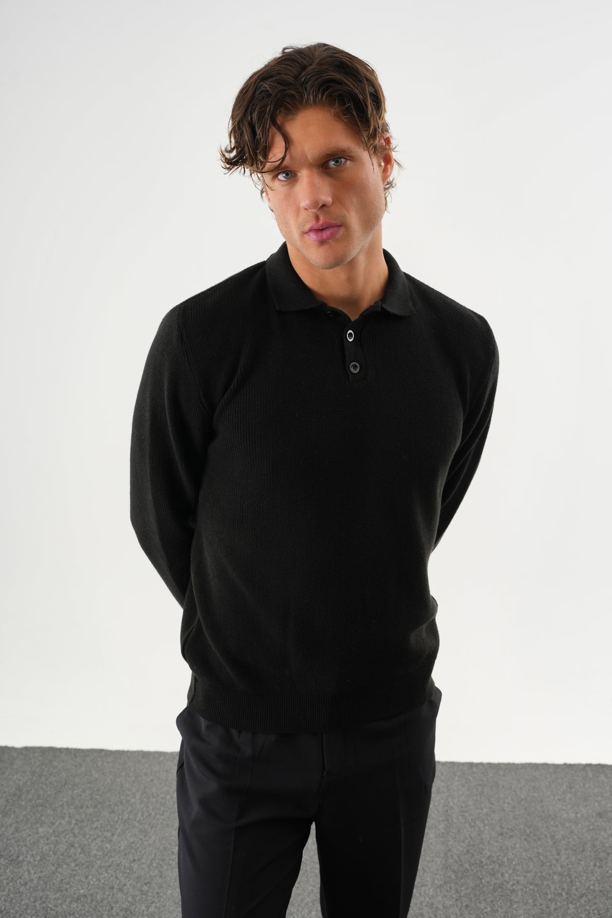 Holt Oversize Triko Uzun Kollu Kazak Siyah